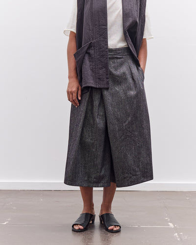 7115 by Szeki Soft Denim Pleated Culotte, Black