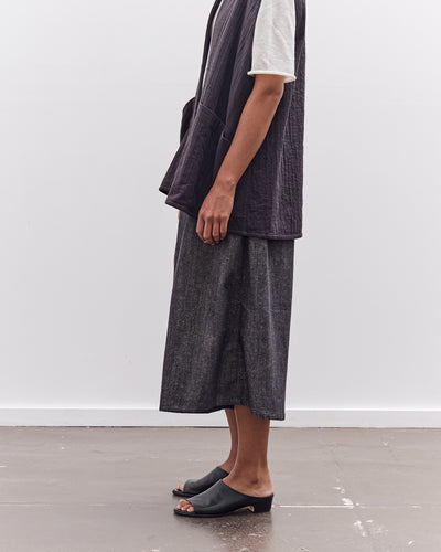 7115 by Szeki Soft Denim Pleated Culotte, Black