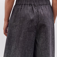 7115 by Szeki Soft Denim Pleated Culotte, Black