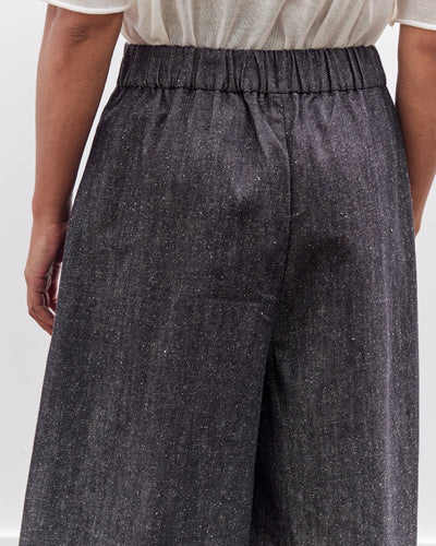 7115 by Szeki Soft Denim Pleated Culotte, Black