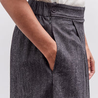 7115 by Szeki Soft Denim Pleated Culotte, Black