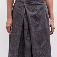 7115 by Szeki Soft Denim Pleated Culotte, Black