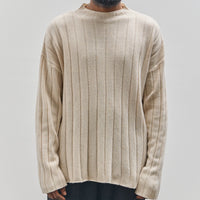 7115 by Szeki Unisex Merino Wide Ribbed Sweater, Beige-White