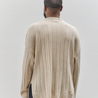 7115 by Szeki Unisex Merino Wide Ribbed Sweater, Beige-White