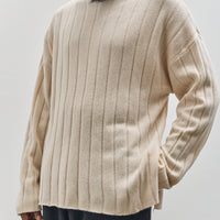 7115 by Szeki Unisex Merino Wide Ribbed Sweater, Beige-White