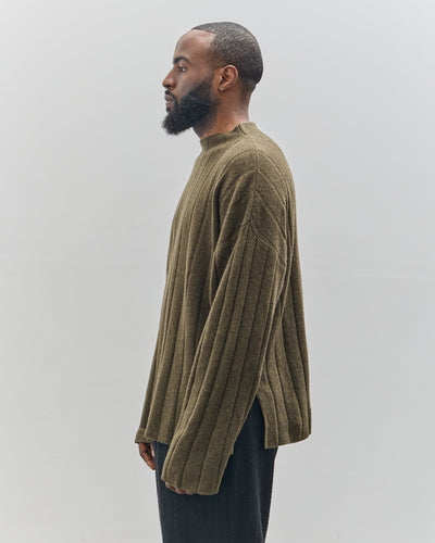 7115 by Szeki Unisex Merino Wide Ribbed Sweater, Olive