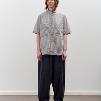 7115 by Szeki Striped Double Pockets Shirt, Navy Stripes