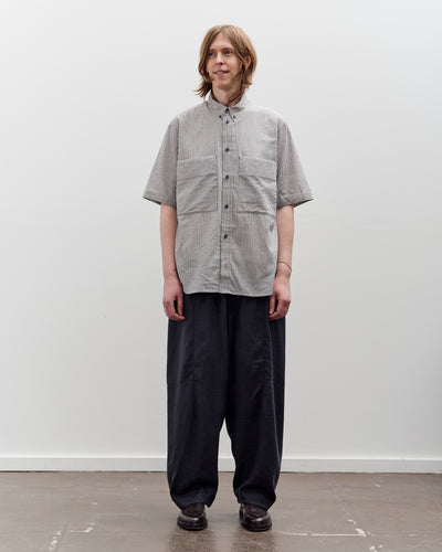 7115 by Szeki Striped Double Pockets Shirt, Navy Stripes