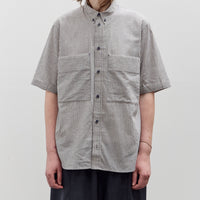 7115 by Szeki Striped Double Pockets Shirt, Navy Stripes