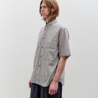 7115 by Szeki Striped Double Pockets Shirt, Navy Stripes