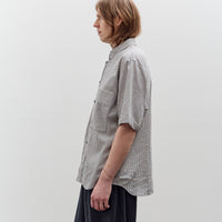 7115 by Szeki Striped Double Pockets Shirt, Navy Stripes