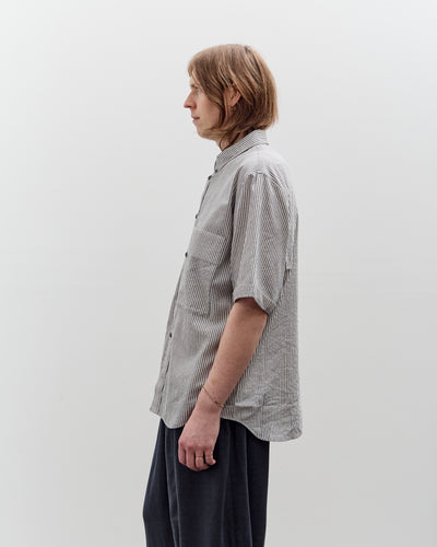 7115 by Szeki Striped Double Pockets Shirt, Navy Stripes