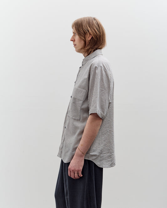 7115 by Szeki Striped Double Pockets Shirt, Navy Stripes