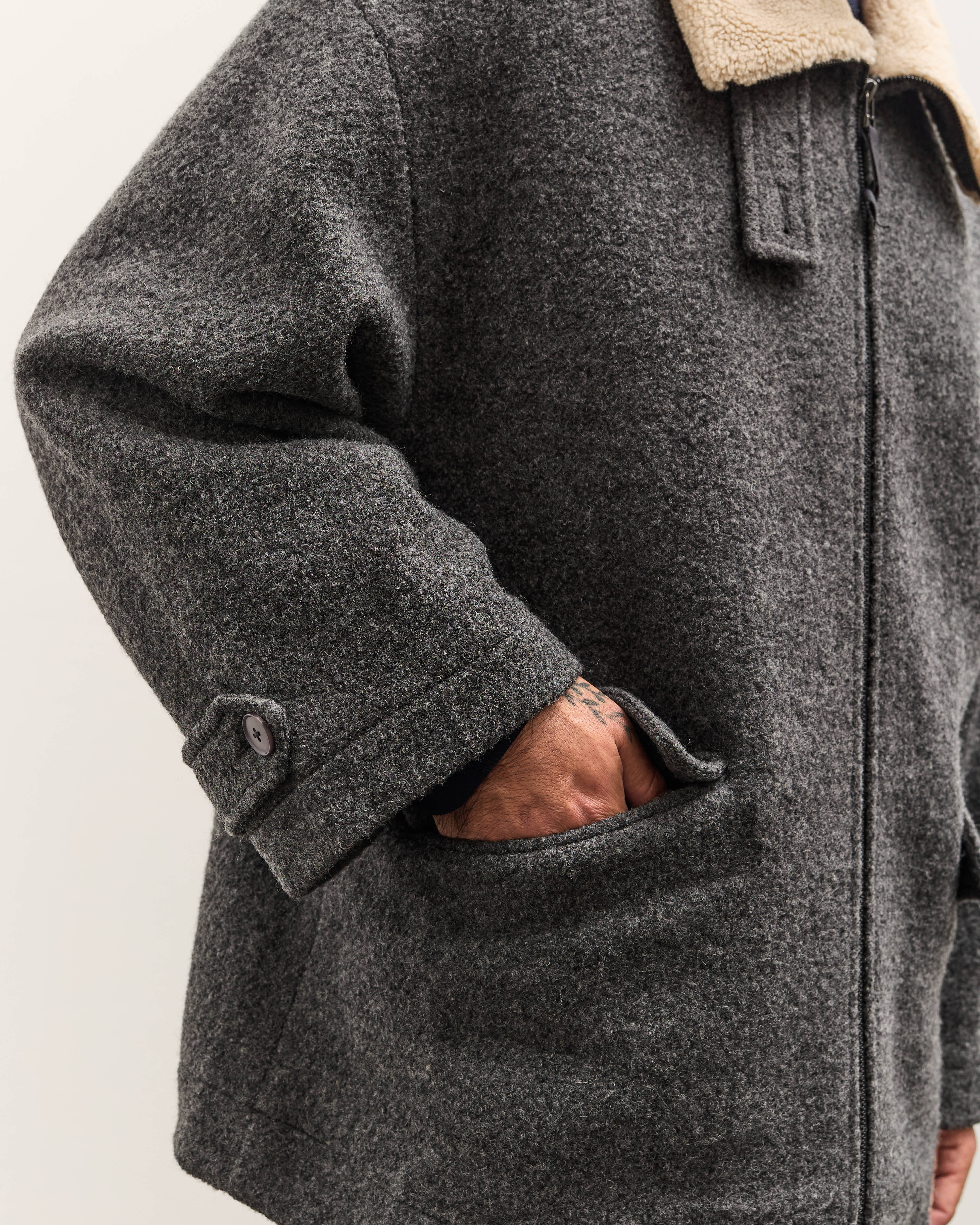 7115 by Szeki Blouson Short Coat Unisex, Heather Gray – Glasswing