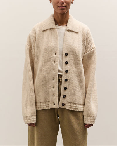 7115 by Szeki Chunky Collared Cardigan, Antique White