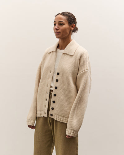 7115 by Szeki Chunky Collared Cardigan, Antique White