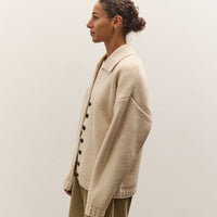 7115 by Szeki Chunky Collared Cardigan, Antique White