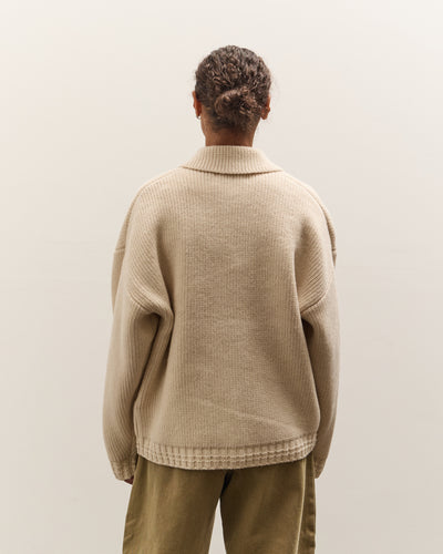 7115 by Szeki Chunky Collared Cardigan, Antique White