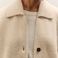 7115 by Szeki Chunky Collared Cardigan, Antique White