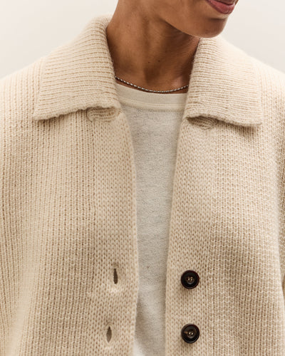 7115 by Szeki Chunky Collared Cardigan, Antique White