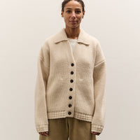 7115 by Szeki Chunky Collared Cardigan, Antique White