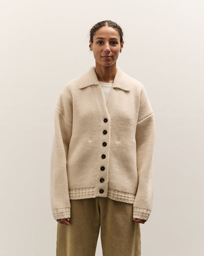 7115 by Szeki Chunky Collared Cardigan, Antique White