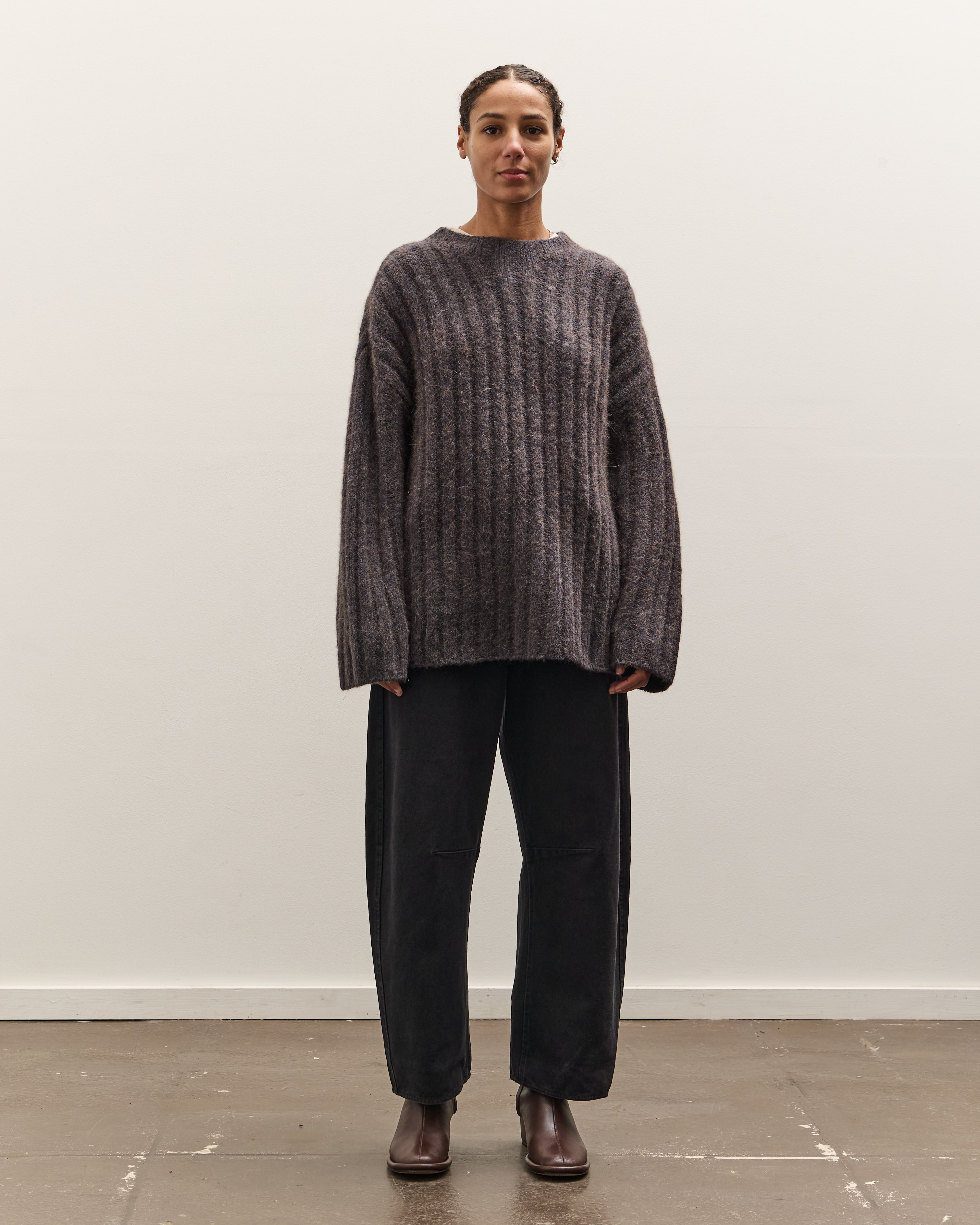 7115 by Szeki Chunky Mockneck Sweater, Dark Plum – Glasswing