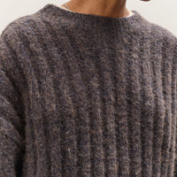 7115 by Szeki Chunky Mockneck Sweater, Dark Plum