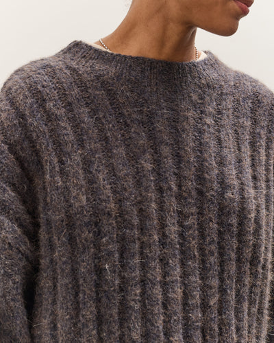 7115 by Szeki Chunky Mockneck Sweater, Dark Plum