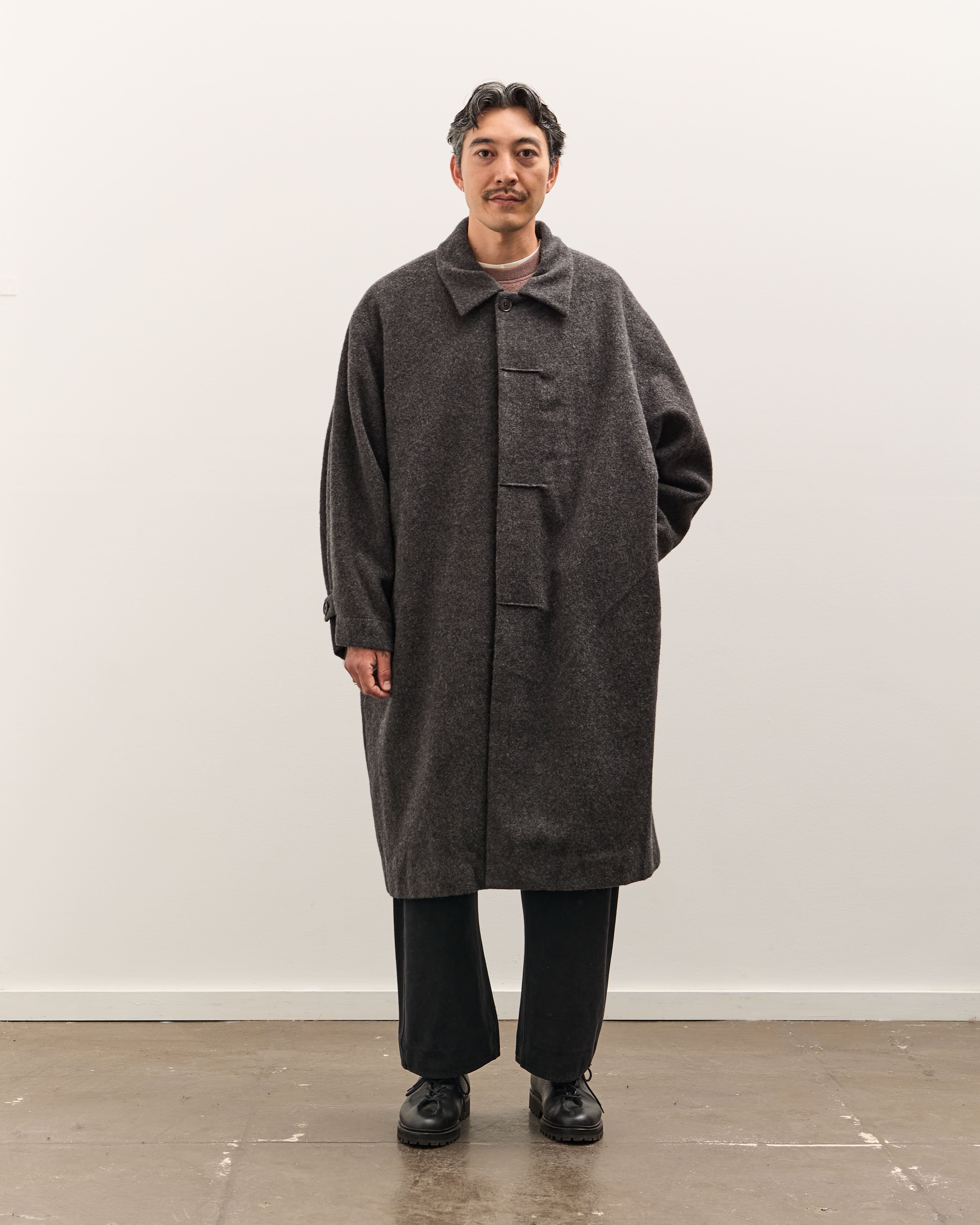 7115 by Szeki Cuffed Wool Coat Unisex, Heathered Taupe – Glasswing