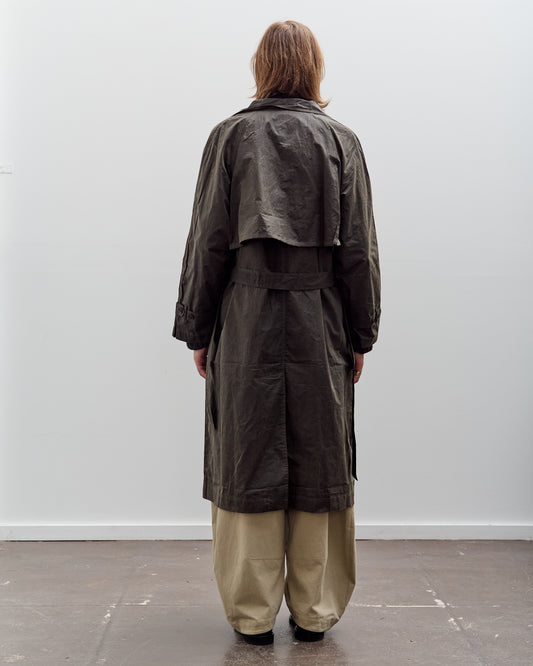 7115 by Szeki Long Rain Trench Unisex, Waxed Edition, Deep Olive