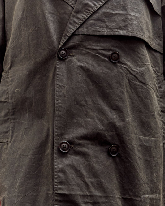 7115 by Szeki Long Rain Trench Unisex, Waxed Edition, Deep Olive