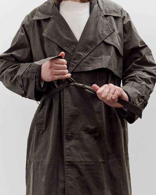 7115 by Szeki Long Rain Trench Unisex, Waxed Edition, Deep Olive