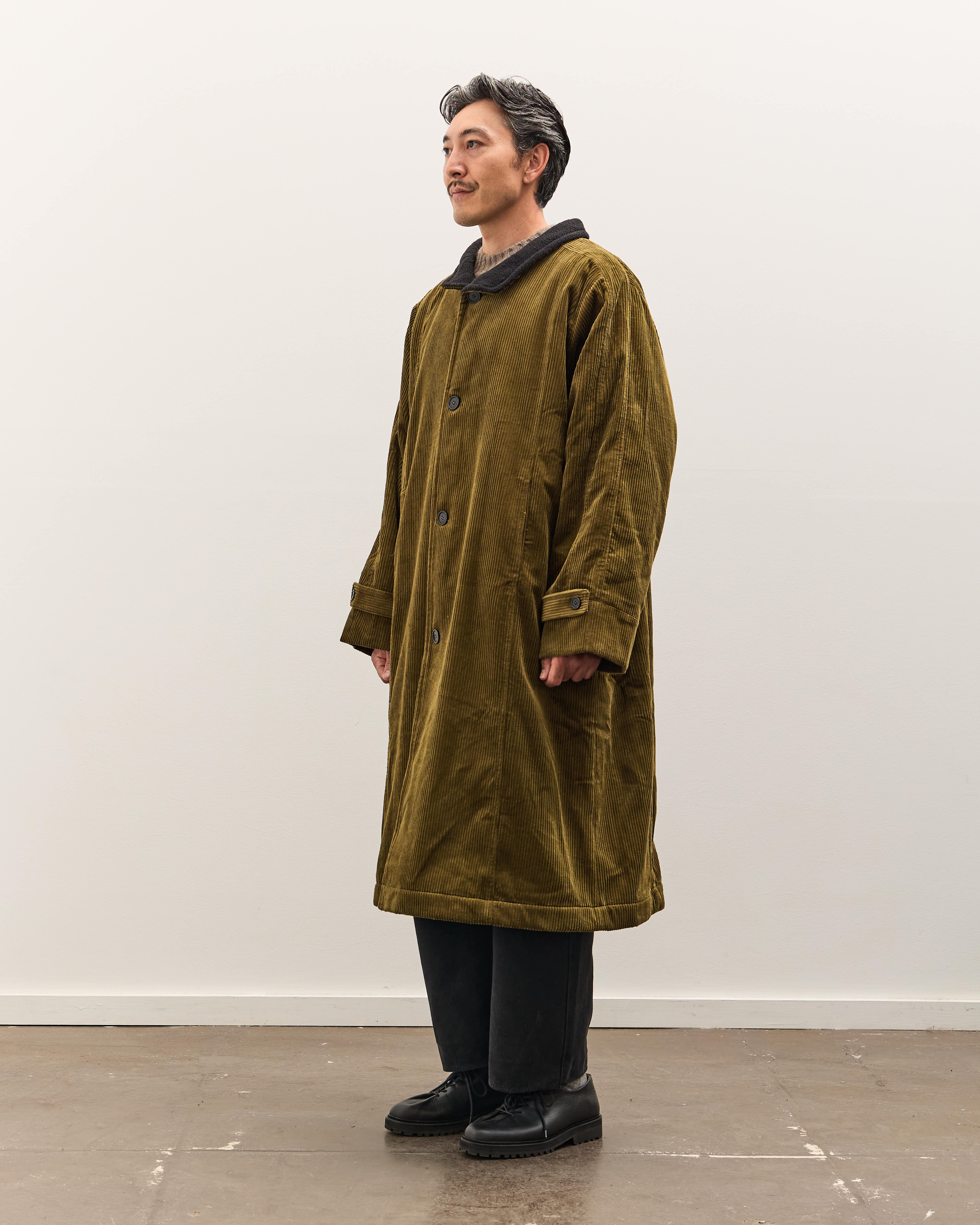 7115 by Szeki Padded Corduroy Fleece Coat Unisex, Deep Olive