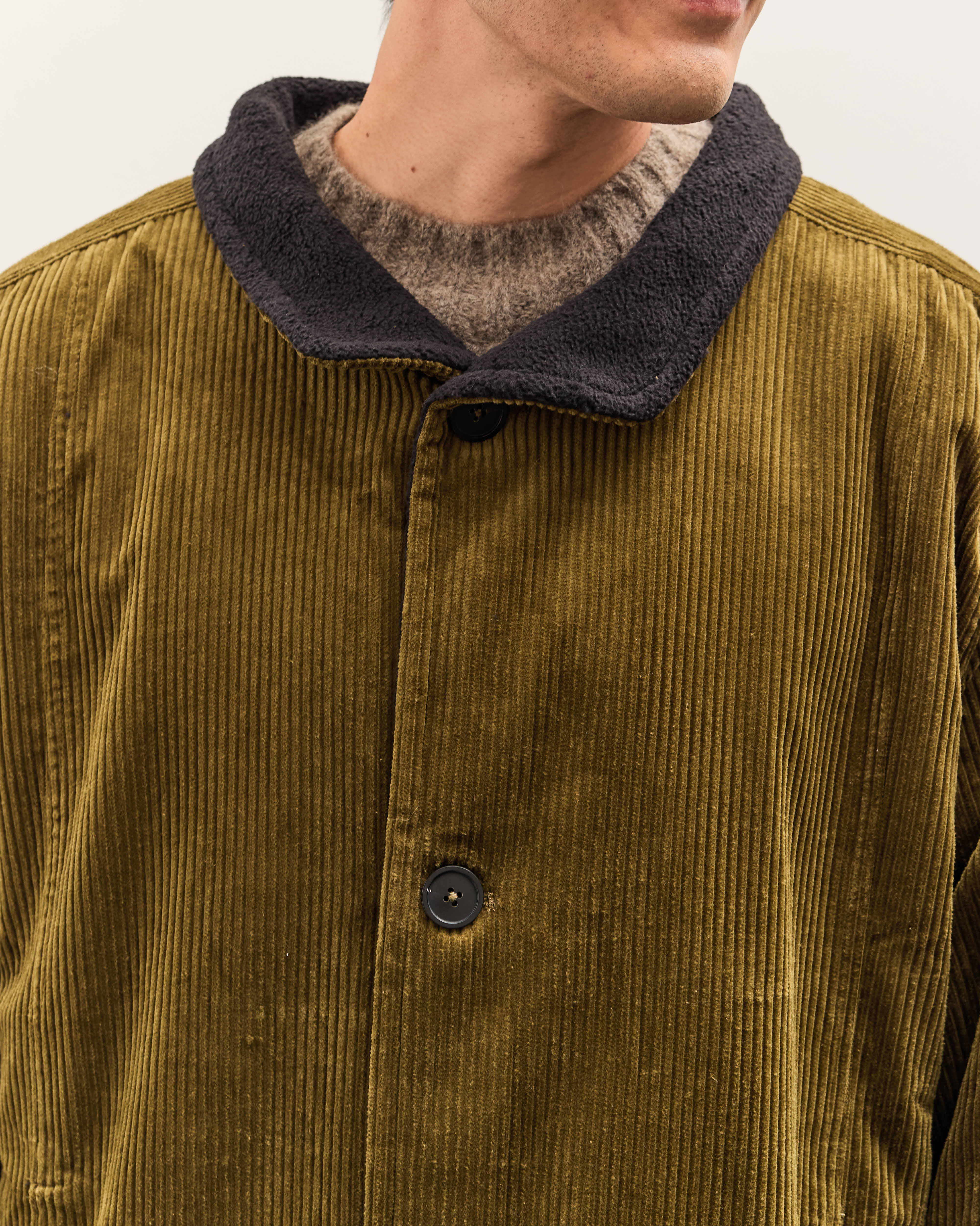 7115 by Szeki Padded Corduroy Fleece Coat Unisex, Deep Olive