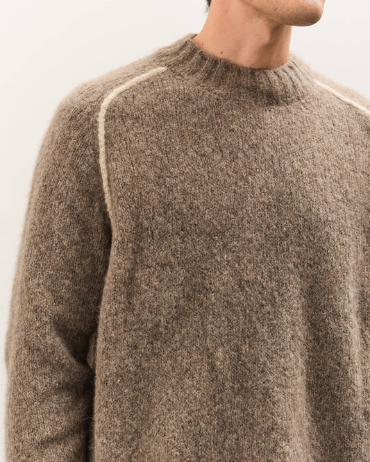 7115 by Szeki Rolled Seamed Pullover, Light Umber