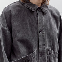 7115 by Szeki Signature Panel Pockets Jacket Unisex, Washed Black