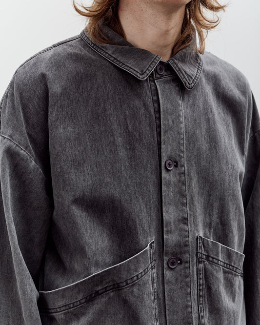 7115 by Szeki Signature Panel Pockets Jacket Unisex, Washed Black