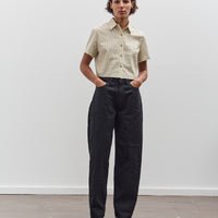 7115 by Szeki Striped Cropped Shirt, Mustard Stripes