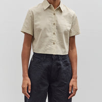 7115 by Szeki Striped Cropped Shirt, Mustard Stripes
