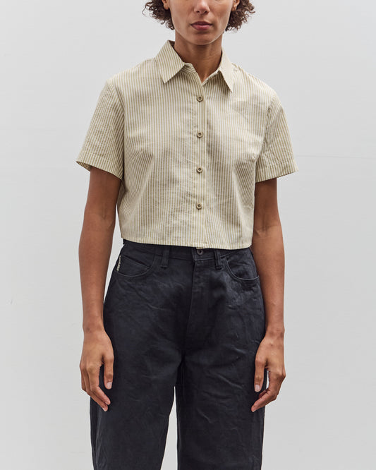 7115 by Szeki Striped Cropped Shirt, Mustard Stripes