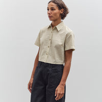 7115 by Szeki Striped Cropped Shirt, Mustard Stripes