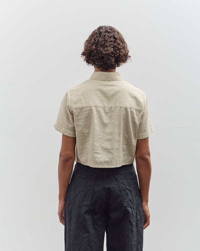 7115 by Szeki Striped Cropped Shirt, Mustard Stripes