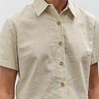 7115 by Szeki Striped Cropped Shirt, Mustard Stripes