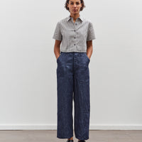 7115 by Szeki Striped Cropped Shirt, Navy Stripes