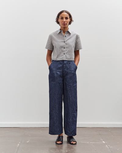 7115 by Szeki Striped Cropped Shirt, Navy Stripes