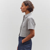 7115 by Szeki Striped Cropped Shirt, Navy Stripes