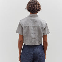 7115 by Szeki Striped Cropped Shirt, Navy Stripes