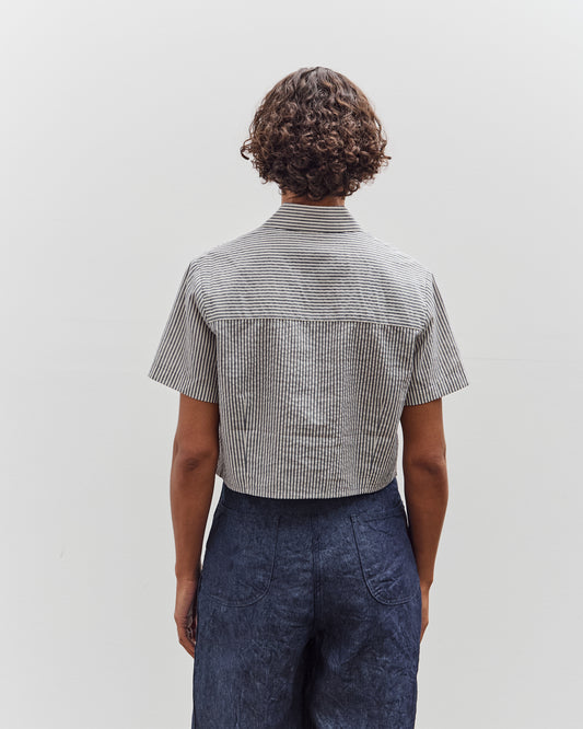 7115 by Szeki Striped Cropped Shirt, Navy Stripes