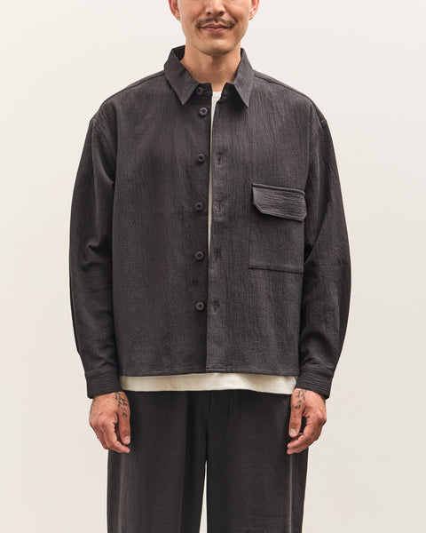 トップス NOBU 7115 by Szeki Textured Flat Hem Shirt, Black – Glasswing
